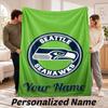 Seattle Seahawks Personalized Flannel Blanket Custom Name Text Soft Throw Blanket Home Decor