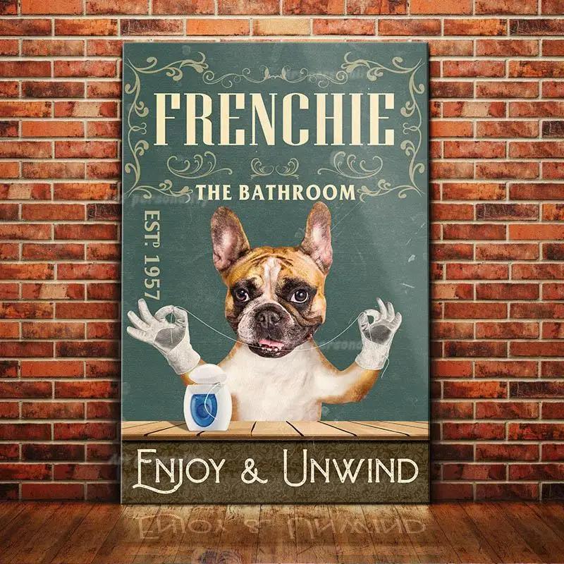 French Bulldog Coffee Club Dogs Metal Sign Funny Fries Tin Poster Home Decor Bar Wall Art Painting Dog Lover Poster xinch