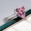 Romantic and elegant heart-shaped pink diamond zircon ring set for women's fashionable temperament, versatile ring