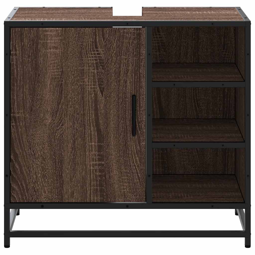 Bathroom Vanity Cabinet Brown Oak Effect 65 X 33 X 60 Cm