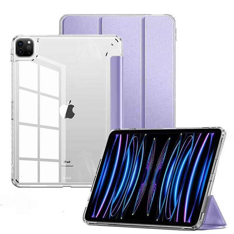 Case IPad Air 7 2025 Pro 12.9 10.2 Clear Acrylic Cover No Pencil Slot Shockproof Stand Magnetic Slim Fit