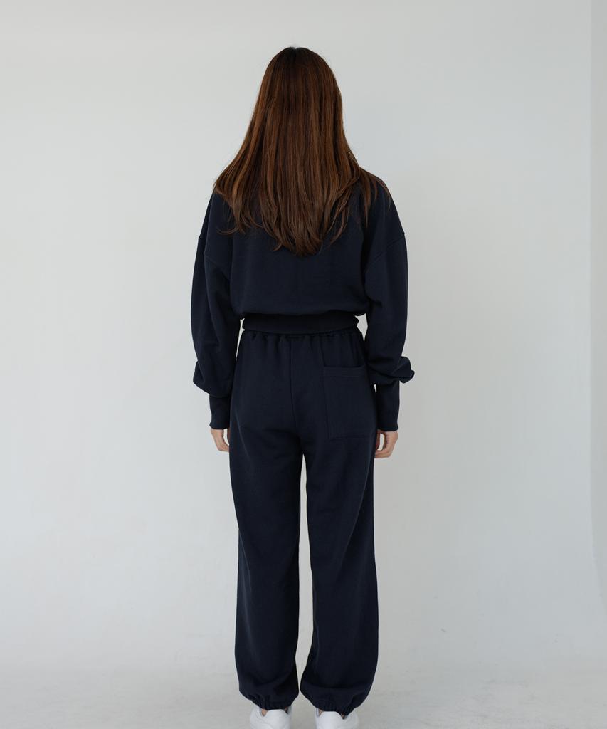 AWESOME STUDIO Women'S Signature Embroidered Sweat Jogger Pants Vintage Navy