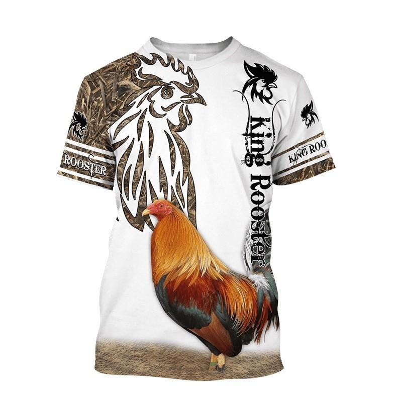 Men's T-shirt with male and female rooster pattern 3D printed T-shirt