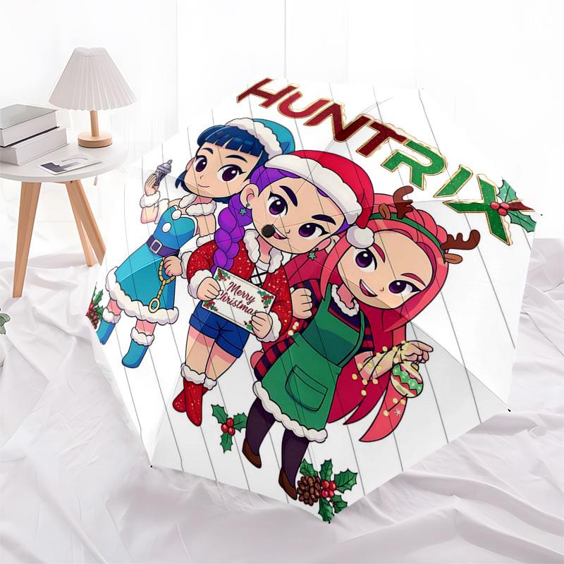 

1pc HUNTRIX Christmas Edition Automatic Folding Umbrella 3-Fold Design with 8-Bone Iron Frame, Perfect for Fans, Travelers, Daily Use, and Festive Gif