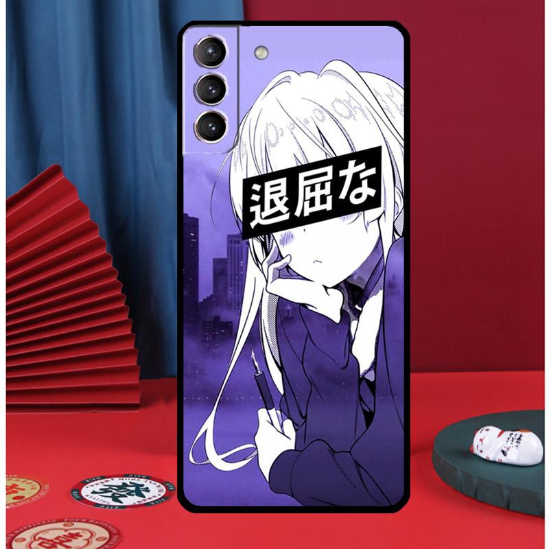 Sad Anime Aesthetic Senpai Phone Case For Samsung Galaxy S24 Ultra S9 S10 S20 S21 S22 Plus S23 FE S25 Ultra Back Cover