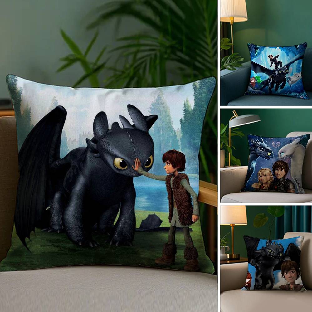 How To T-Train Your D-Dragon Pillow Case Sofa Living Room Bedroom Double-sided Printing Square Cushion Nap Time Pillow Case