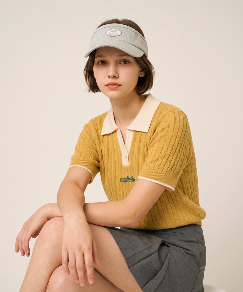 MONBIRDIE GOLF Cable Contrast Collared Knit_Mustard