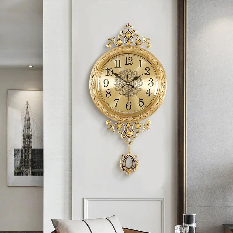 Funky Big Size Wall Clocks Hands Unique Living Desk Golden Wall Clocks Pendulum Modern Horloge Murale Luxury Design TY140YM1C2B2