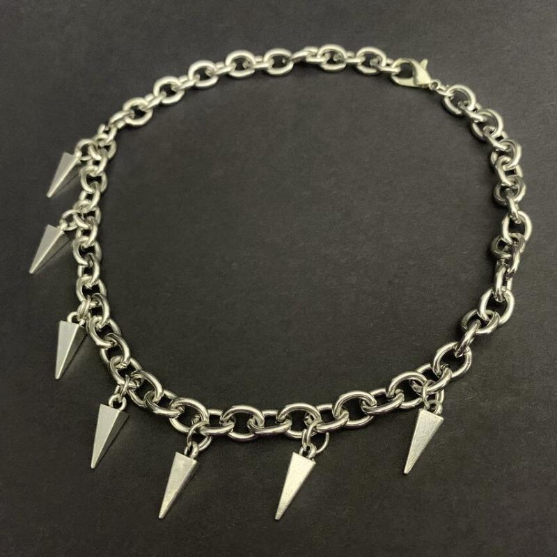Goth Punk Rivet Tassel Pendant Choker Necklace for Men Women Sliver Color Stainless Steel Chain Collar Y2K Hip Hop Party Jewelry