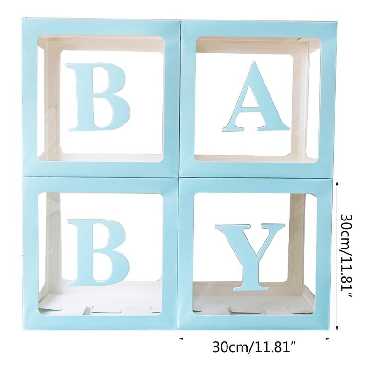 Set of 4 Baby Boxes with Letters Wedding Birthday Party Decoration Photo Props