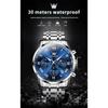OLEVS Multifunction Men's Watch Stainless Steel Classic Quartz Analog Waterproof Date Luminous Fashion Timepiece