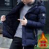 Winter cotton-padded clothes men's fleece thickened removable hooded cotton-padded jackets men's jackets warm medium and long cotton-padded clothes