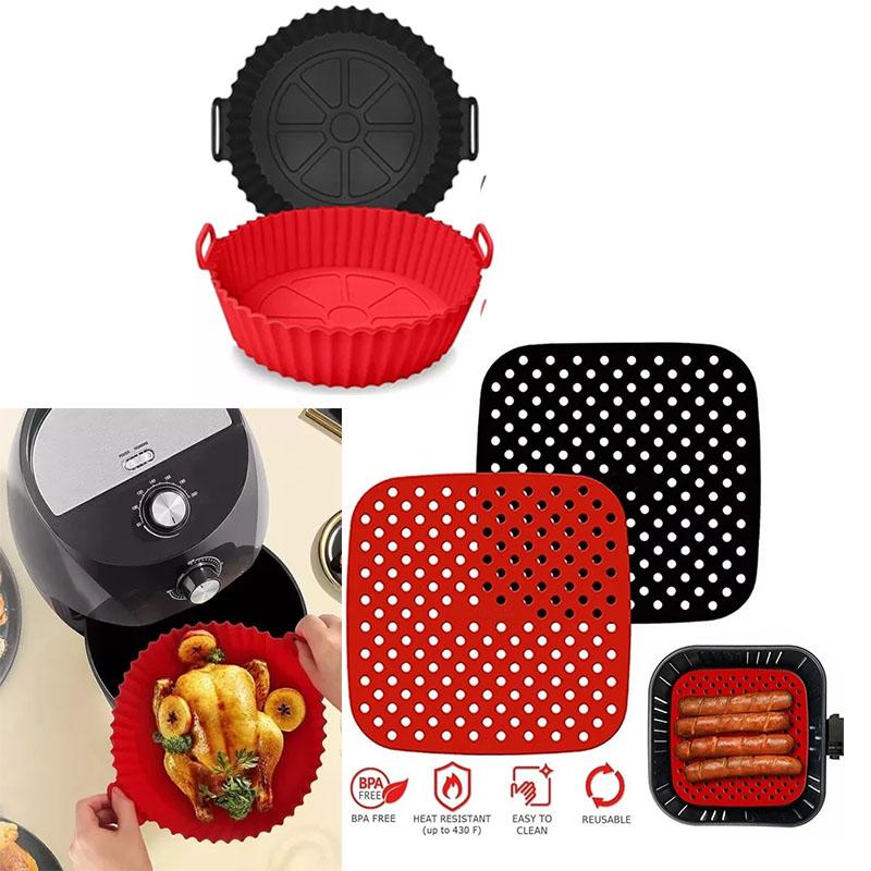 Air Fryer Liners Non-Stick Round and Square Baking Mats Heat Resistant Perforated Basket for Frying Roasting  Bakeware Tools