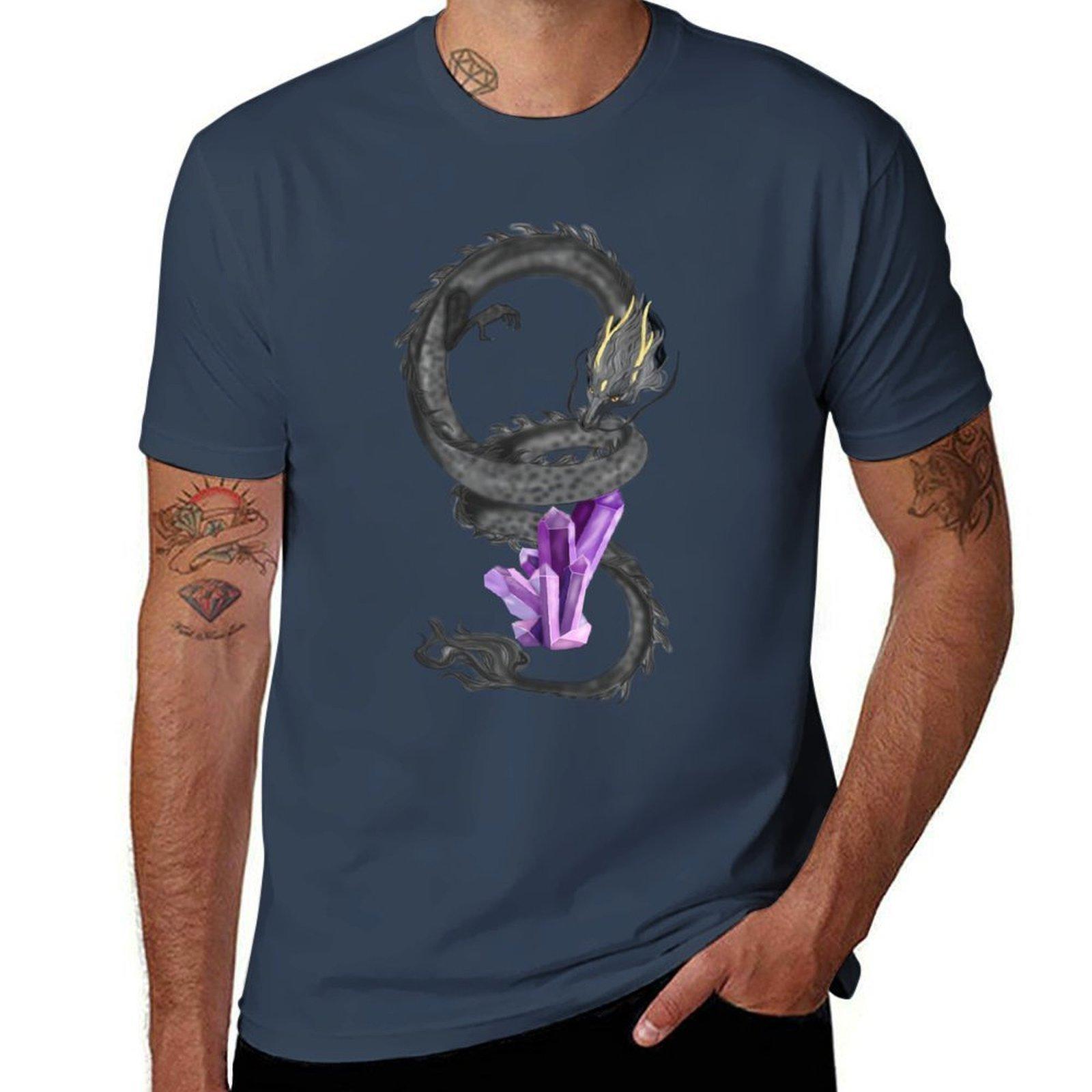 Dragon With Gemstones Tshirt Unisex T Shirts Graphic Black Cotton Tshirt Plain For Unisex Package Tshirt S