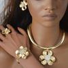 Mittelalterlicher Vintage Schmuck Fünfblättriger Dreidimensionaler Blumenanhänger Halskette Armband Ring Ohrringe Set Light Luxury Dinner 2026
