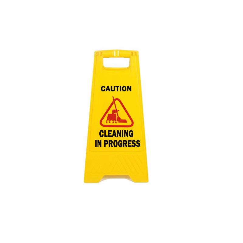 Yellow Foldable Temporary Parking Warning Sign - English Version, Portable A-Frame Plastic Indicator