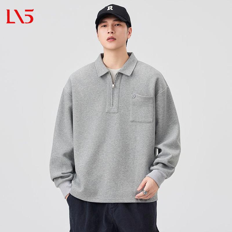 Men s Heavyweight Plus Velvet Half-Zip Lapel Hoodie - Warm Casual Autumn/Winter Outerwear M