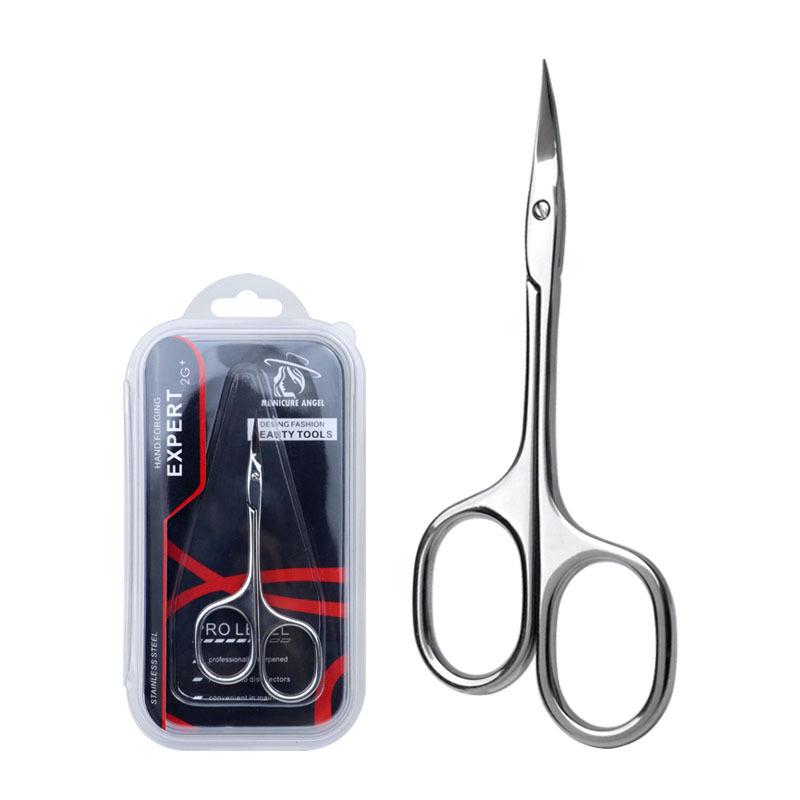 Russian Style Stainless Steel Cuticle Nippers Scissors Set - Long/Short Handles, Pointed Tip, Small Curved for Hangnails