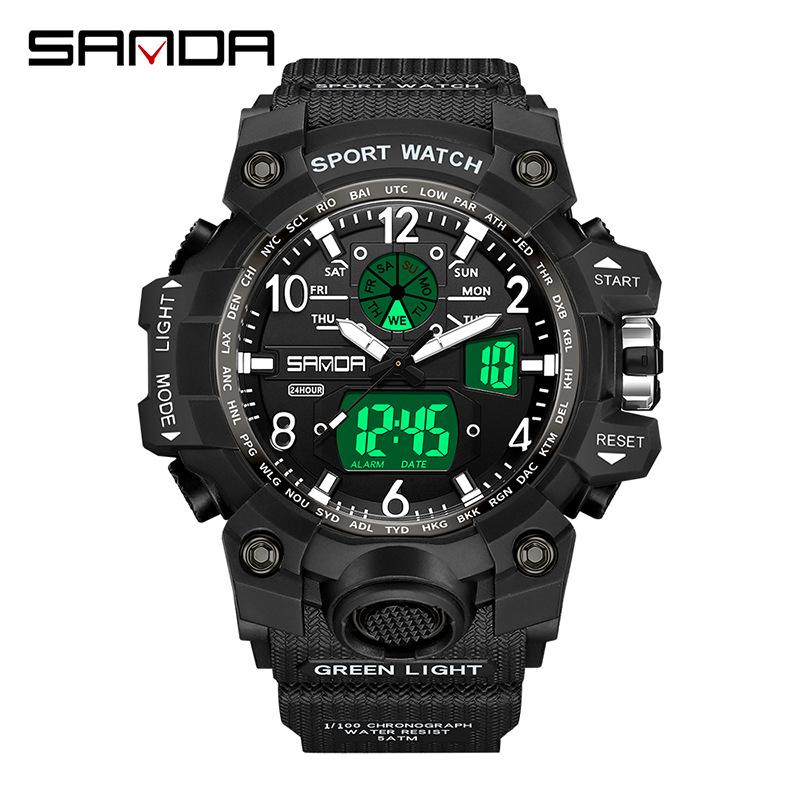 Sanda Dual Display Multifunctional Fashion Watch for Students