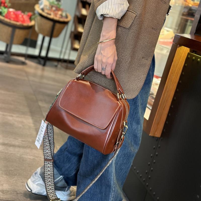 

Винтажная сумка из натуральной кожи 2024 Новая повседневная универсальная сумка кроссбоди Премиальная сумка-подушка на одно плечо Сумка