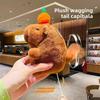 Cute Capybara Keychain Plush Toy with Bubble Popping and Tail Wagging Fun Stuffed Animal Key Ring for Bag Backpack Purse