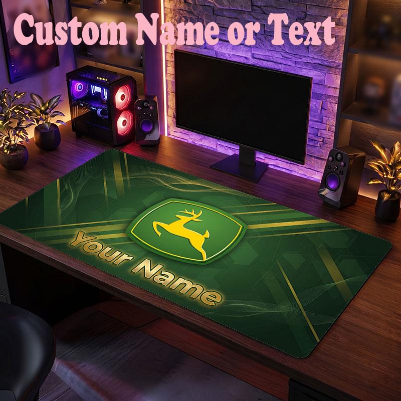 John Deere Benutzerdefinierter Name Text Mauspade, Große Schreibtisch-Mausmatte Personalisierte Home-Office-Geschenk