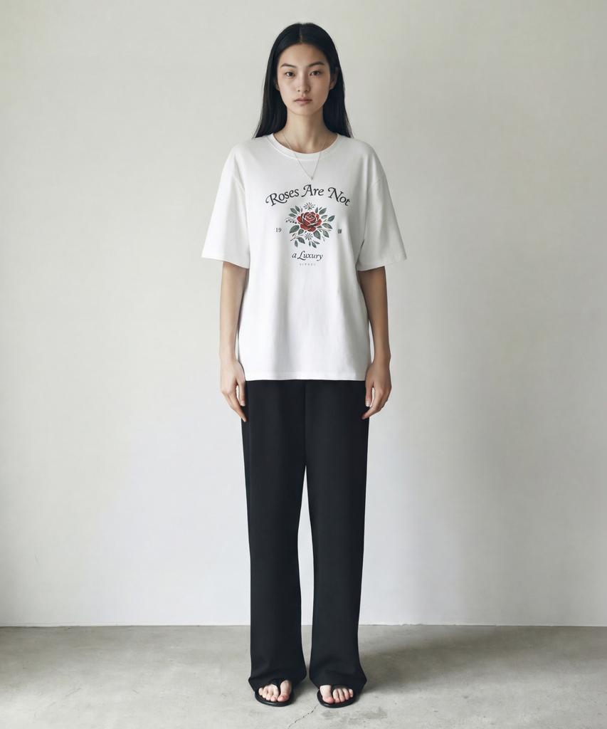 Siyajyu Sied26-1 Rose Short Sleeve T-Shirt_White