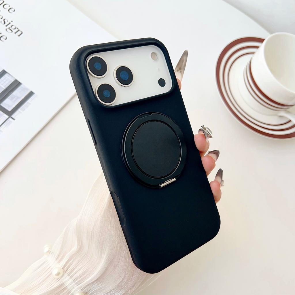 Custodia in Silicone Liquido Lussuosa con Supporto ad Anello Rotante a 360° per iPhone 17 Air 16 E 15 14 Plus 13 12 Pro Max Copertura con Supporto
