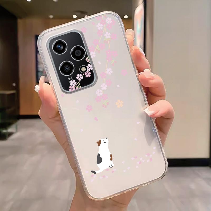 

Transparent Case For Honor 200 Lite X8 X6 5G X6b X6c X7a X7b Cover Cartoon Flower TPU Shockproof Fundas Butterfly Painted Shell Honor X6b