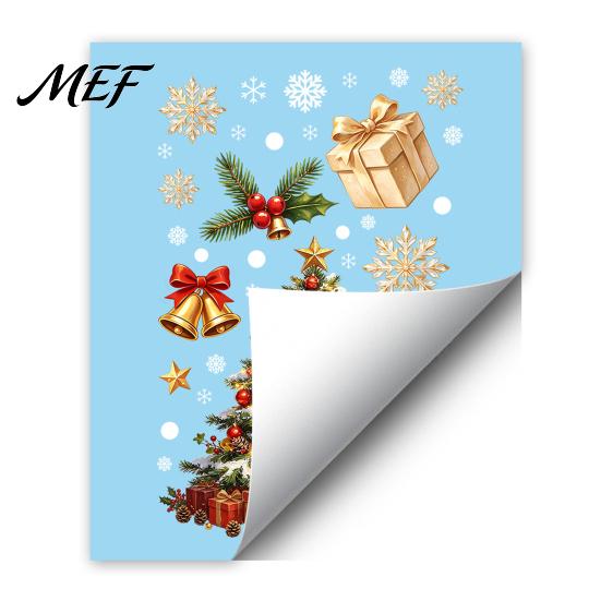 Winter Wonderland Ornaments Christmas Window Cling, Santa/Snowman/House/ Tree Patterns Print, Waterproof Snowman Decorations PVC