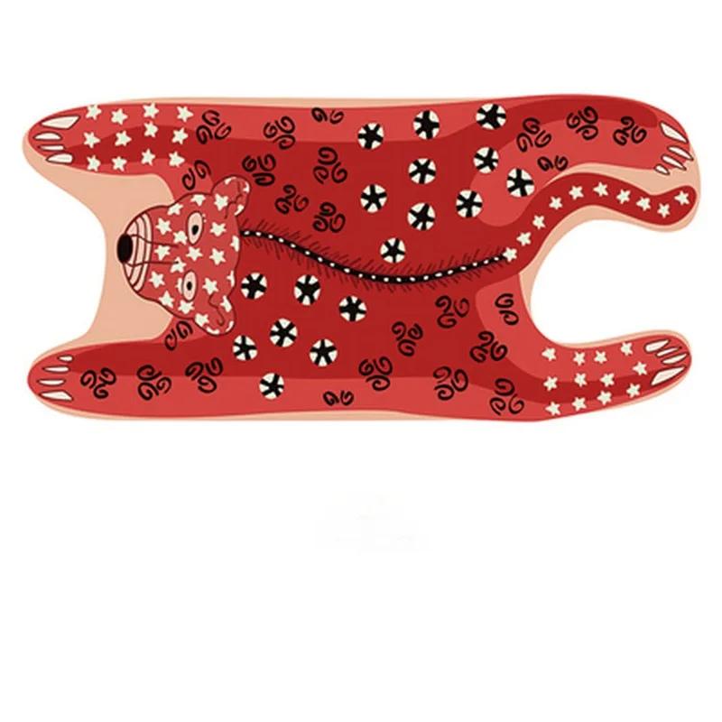 Cute Tiger Printed Rug Nordic Style Funny Plush Cartoon Leopard Tiger Printed Antiskid Floor Mat Creative Room Decor Carpet