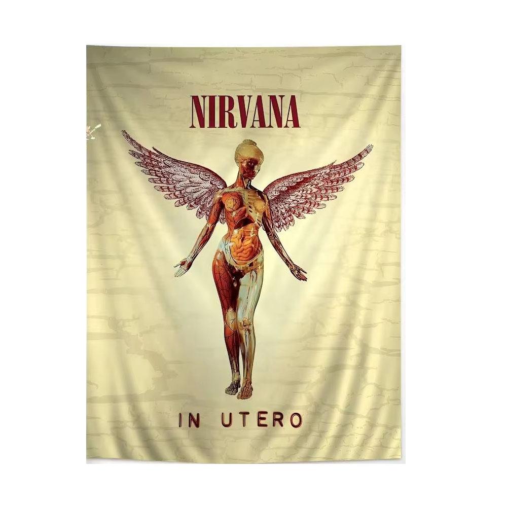 

Гобелен с изображением альбома Nirvana In Utero, Баннер в стиле гранж-рок, Настенный декор, Устойчивый к выцветанию полиэстер, Подарок для фаната музыки для помещений и улицы 74x94cm(29x37in)