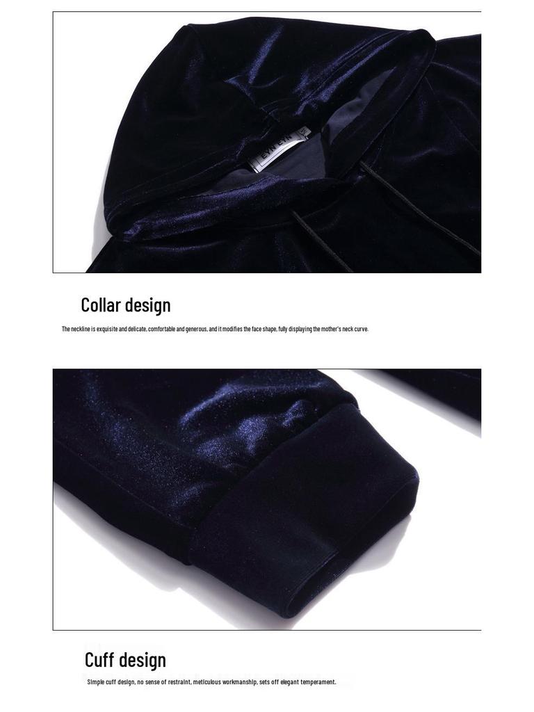 Women's Autumn 2023 Golden Velvet Two-Piece Set: Loose Long Sleeve Sweatshirt & Casual Pants for Middle-Aged Moms