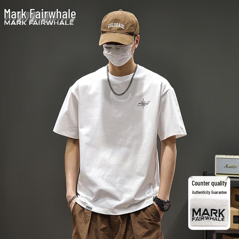 Mark Hua Fei Men's Ice Silk Embroidered Round Neck T-Shirt