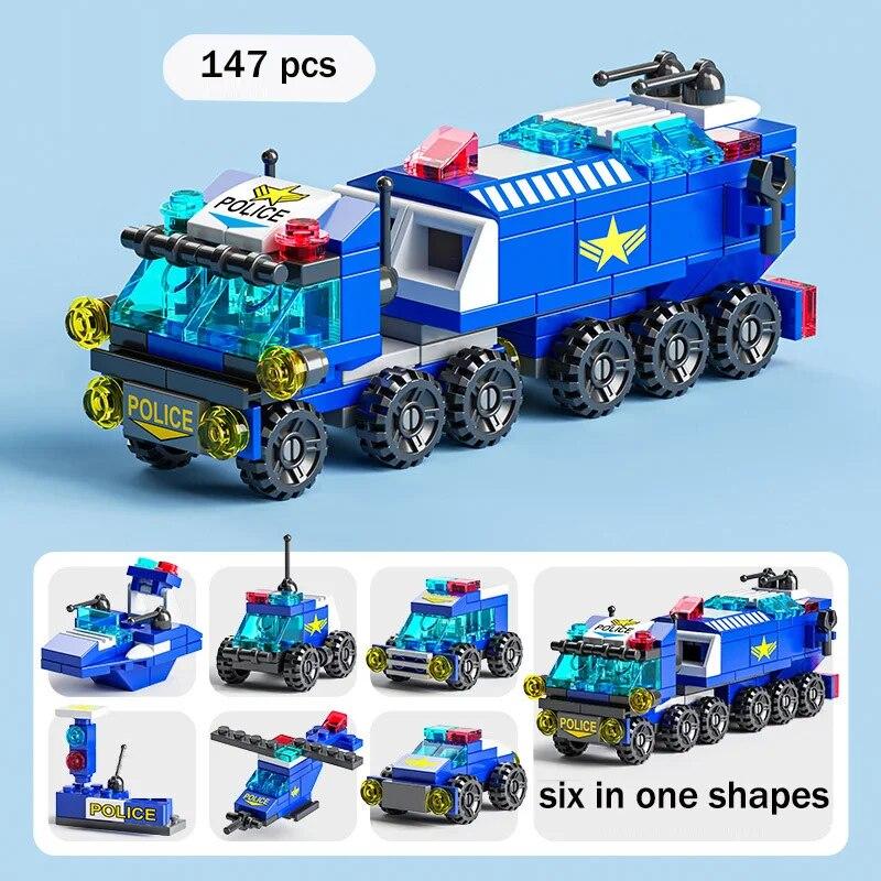 Mini Sechs In Einem Fahrzeug Formen Ziegel Ausgefallene Zusammengesetzte Block Puzzle Kleine Partikel Blöcke Baby Intelligenz Entwicklung Spielzeug Geschenk