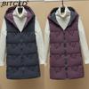 BITCED Reversible Hooded Lightweight Casual Down-Filled Quilted Vest - Slim-Fit Women's Waistcoat Jacket