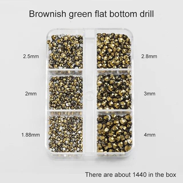1Box Mix Sizes Ss6-ss20 Glass Non Hot Fix Rhinestone Flat Back Crystal Stone Strass Glitters Nail Diamond For DIY Garment