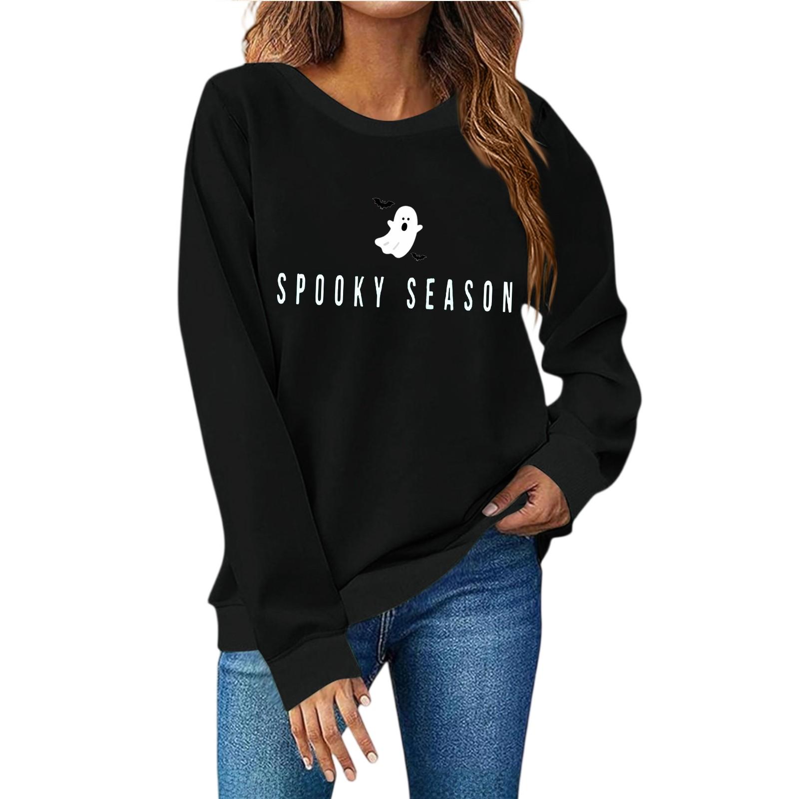 

Жіночий модний повсякденний світшот з принтом, з довгим рукавом і круглим вирізом L чорний