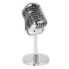 Retro Microphone Props Simulation Classic Fake Vintage Microphone Prop Model for Bar Decoration Electroplated Silver