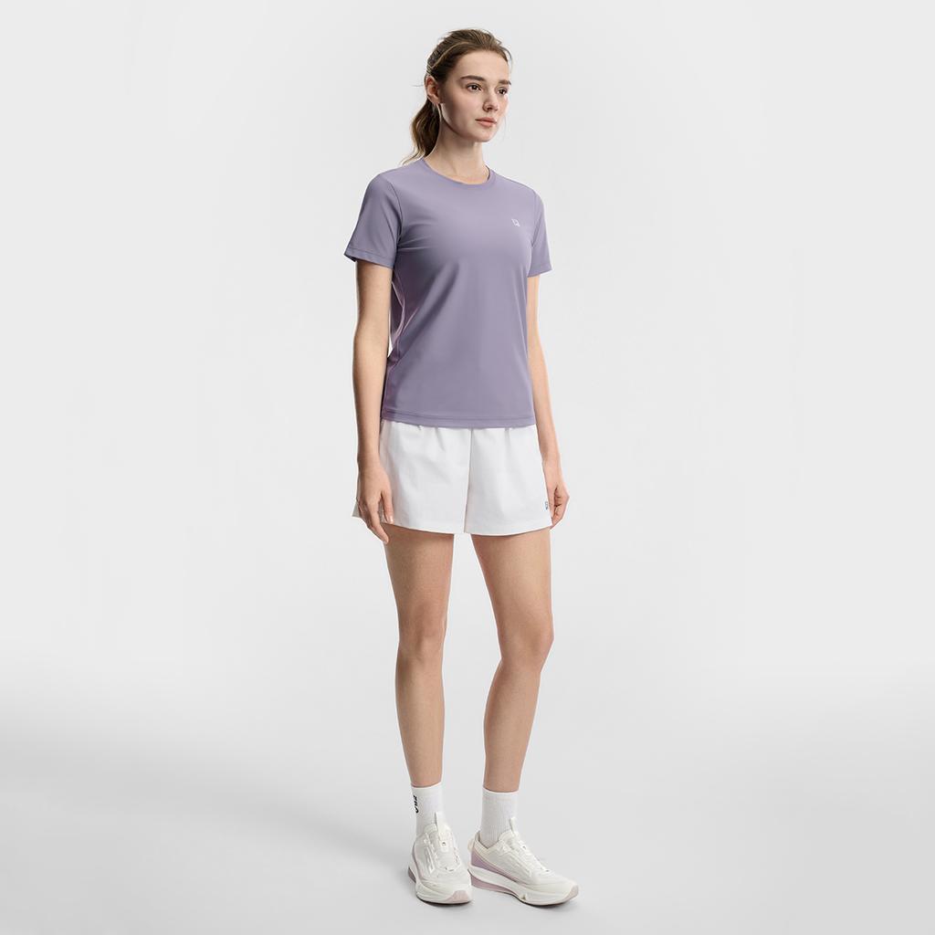 Fila Fitness Classic Minimalist Basic Solid Color Sports Training Versatile Breathable Short Sleeve T-Shirt Women Tops Clematis-Purple A51W621104FPU