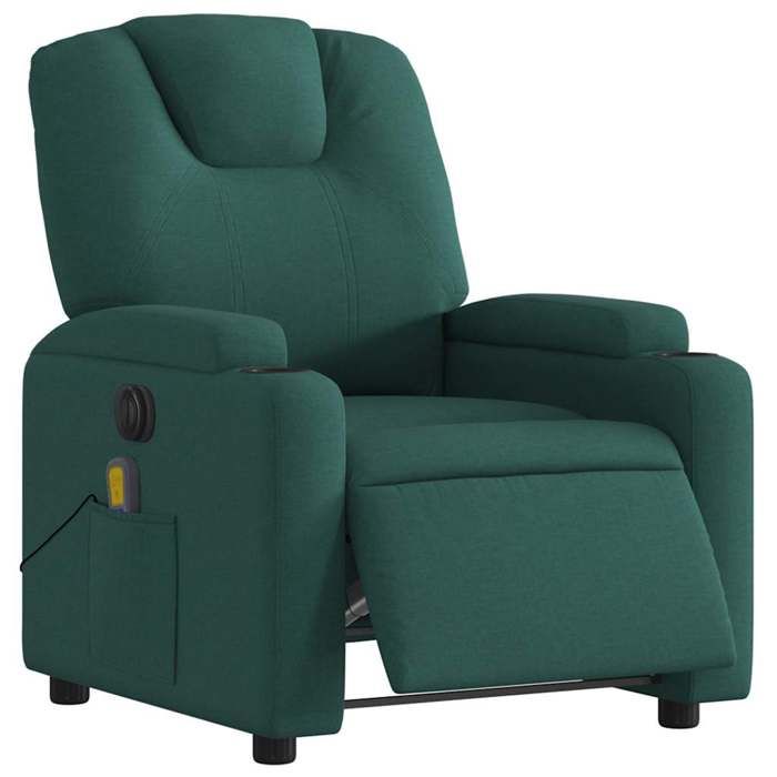 VidaXL Fauteuil de massage inclinable électrique Vert foncé Tissu 3204362