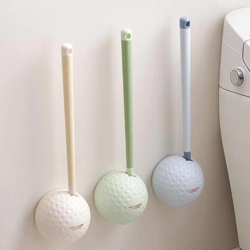 Golf Design Toilet Brush with Base Wall Hanging 360 Degree Cleaning Bathroom Cleaning Brush Double-Sided Brush Flexible Rubber