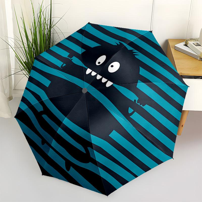 1pc Monster Stripes Fashionable Automatic Opening/Closing Folding Umbrella with 8 Bones, Windproof Portable, Daily Use321