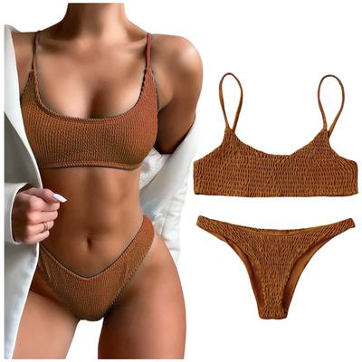Two-piece Swimsuit High-cut Bikini Khaki Sexy for Sunbathing Two-piece Swimsuit High-cut Bikini Khaki Sexy for Sunbathing