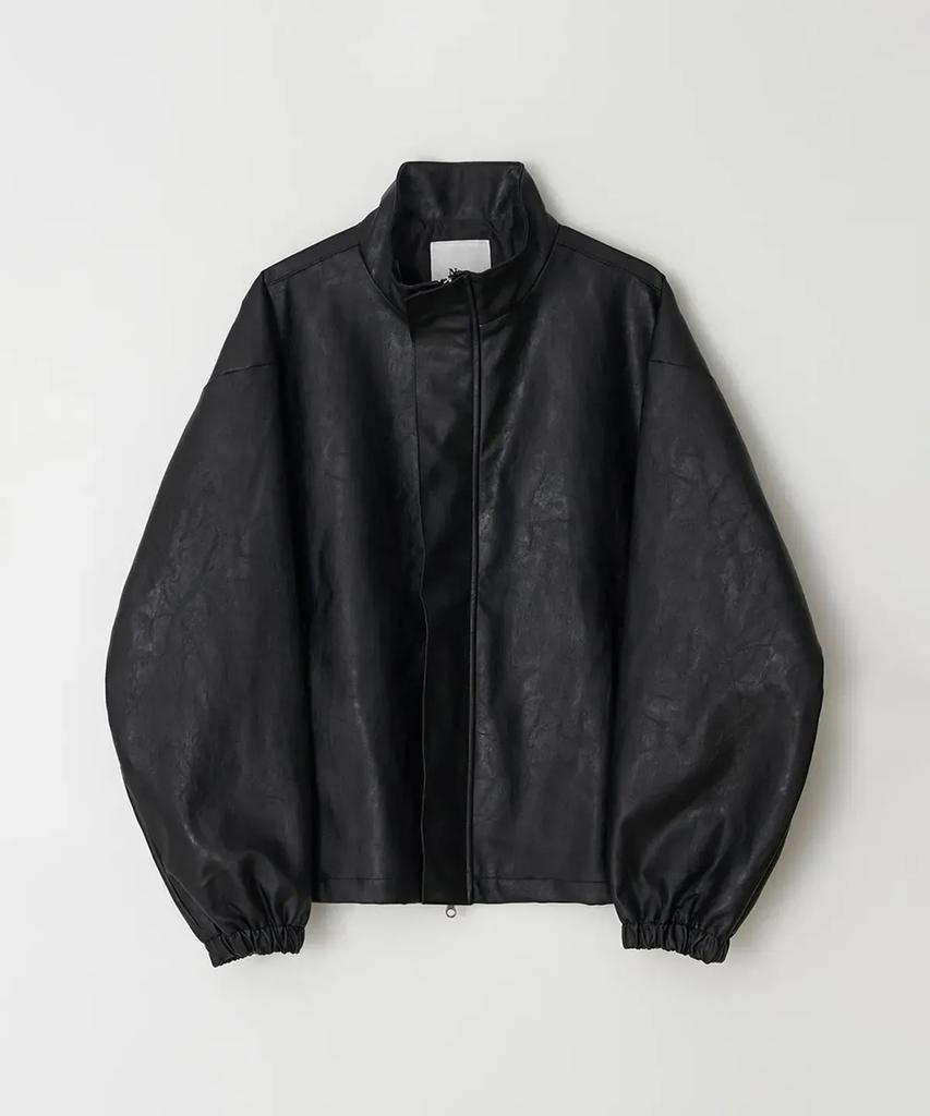 Nus Yei Half Neck Leather Jacket (Black)
