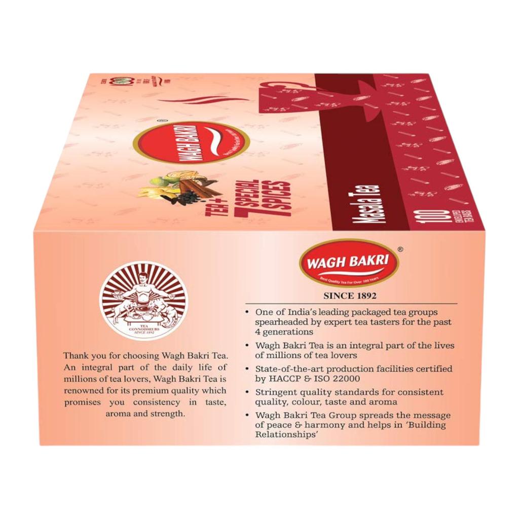Wagh Bakri Masala Chai Tea Bags 200 G Pack Of 1 Aromatic Spiced Blend For Rich Flavorful Hot Beverage Enjoyment