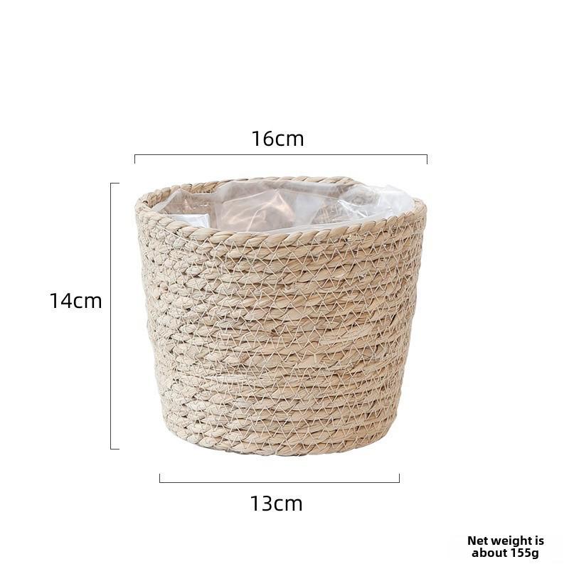 Nordic Woven Bamboo Flower Basket: Straw-style Pot for Flower Arrangement and Desktop Storage Ornaments in Home or Living Room.