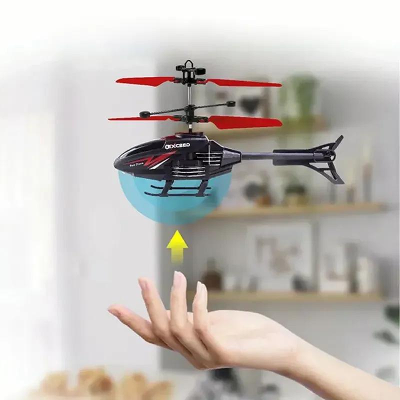 Rc Aircraft Remote Control Helicopter 2 Channel Gesture Control Suspension Helicopter Aircraft Model Toy with Light Toy for Boys