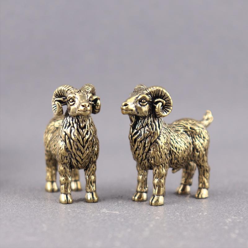 Zvířecí Beran Retro Koza Miniatury Figurky Mosazná Malá Soška Stolní Ozdoby Vintage Domácí Dekorace Řemeslné Doplňky
