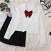 Early Autumn Women's Long-Sleeve White Japanese JK College Style Accordion Pleat Shirt